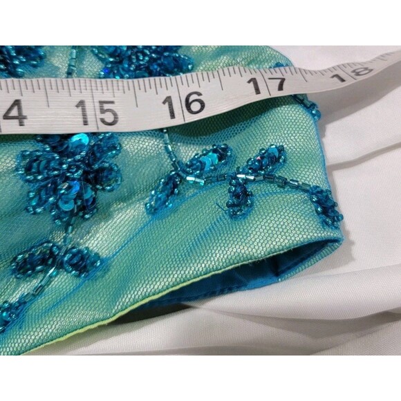 Vintage Y2K Cache Womens Dress Size Large Beaded Iridescent Gown Fairy Floral - Picture 8 of 13